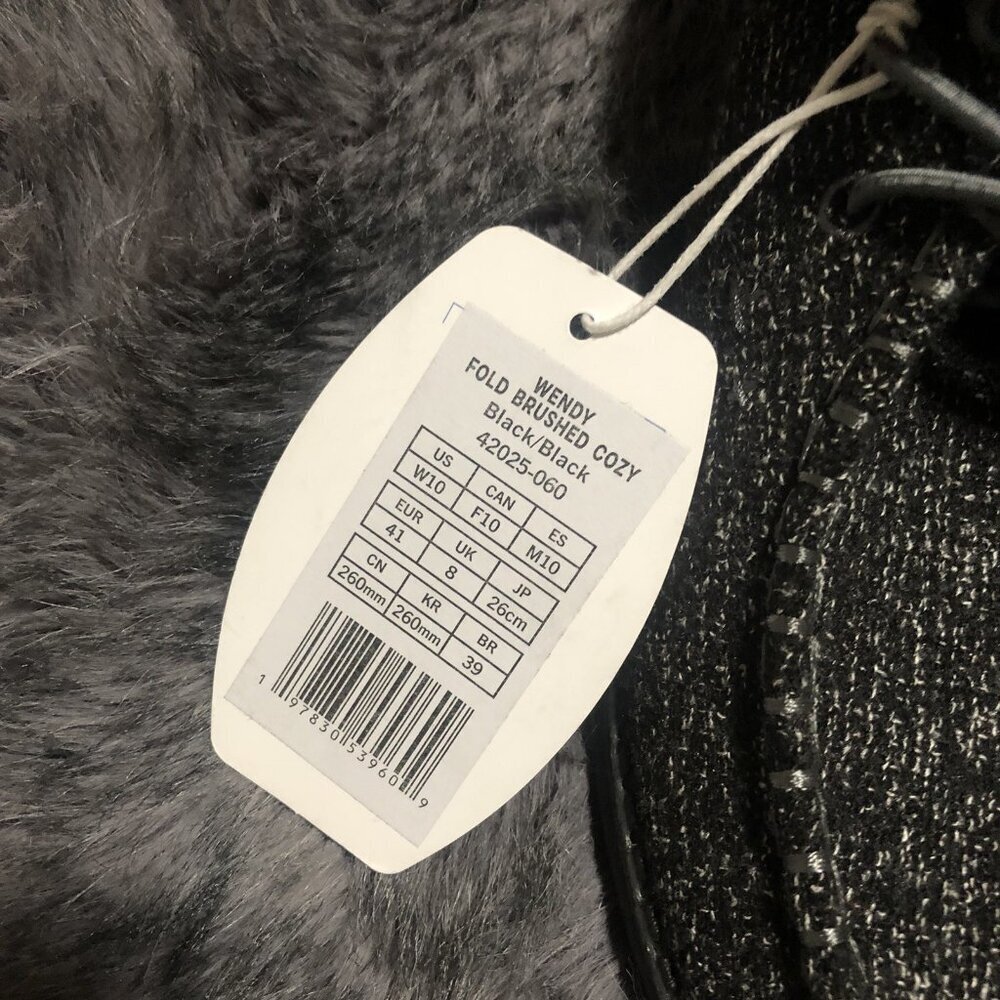 HEY DUDE Wendy Fold Brushed Cozy Women's 10 Faux Fur Slip-On Black Comfort Shoes - Picture 3 of 7